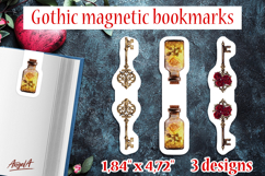 Gothic magnetic bookmarks vintage golden key, magical bottle Product Image 1