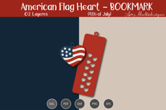 American Flag heart Bookmark Template Product Image 3