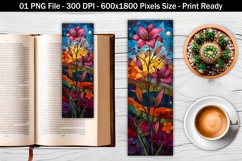 Whimsical lily flower art bookmark | Bookmark Sublimation Product Image 1