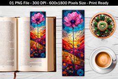 Whimsical art cosmos flower bookmark | Bookmark Sublimation Product Image 1