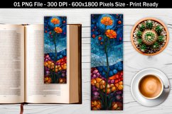 Whimsical marigold flower art bookmark | Bookmark design Product Image 1