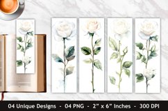 Watercolor White Rose Bookmark | Bookmark Sublimation Product Image 1