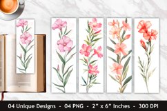Watercolor Oleander Flower Bookmark | Bookmark Sublimation Product Image 1