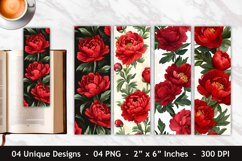 Red Peony Flowers Bookmark | Bookmark Sublimation Product Image 1