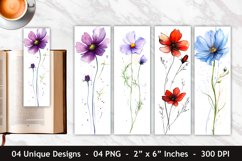 Watercolor Cosmos Flower Bookmark | Bookmark Sublimation Product Image 1