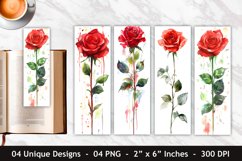Watercolor Red Rose Bookmark | Bookmark Sublimation Product Image 1