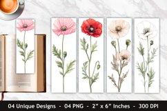 Watercolor Poppy Flower Bookmark | Bookmark Sublimation Product Image 1