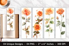 Watercolor Orange Rose Bookmark | Bookmark Sublimation Product Image 1