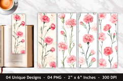 Watercolor Pink Carnation Flower Bookmark | Bookmark Designs Product Image 1