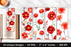 Watercolor Red Marigold Flower Bookmark Product Image 1