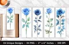 Watercolor Blue Rose Bookmark | Bookmark Sublimation Product Image 1