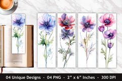 Watercolor Anemone Flower Bookmark | Bookmark Sublimation Product Image 1