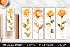 Watercolor Golden Rose Bookmark | Bookmark Sublimation Product Image 1