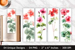 Watercolor Geramium Flower Bookmark | Bookmark Sublimation Product Image 1