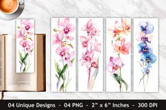 Watercolor Orchid Flower Bookmark | Bookmark Sublimation Product Image 1