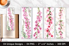 Watercolor Pink Foxglove Flower Bookmark | Bookmark Designs Product Image 1