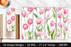 Watercolor Pink Tulip Flower Bookmark | Bookmark Designs Product Image 1