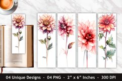 Watercolor Dahlia Flower Bookmark | Bookmark Sublimation Product Image 1