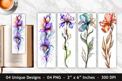 Watercolor Iris Flower Bookmark | Bookmark Sublimation Product Image 1