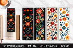 Folk Art Flowers Bookmark | Bookmark Sublimation Product Image 1