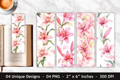 Watercolor Pink Lily Flower Bookmark | Bookmark Designs Product Image 1