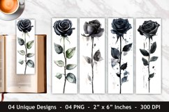 Watercolor Black Rose Bookmark | Bookmark Sublimation Product Image 1