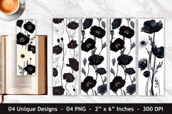 Black Poppies Flower Bookmark | Bookmark Sublimation Product Image 1
