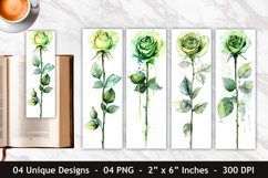 Watercolor Green Rose Bookmark | Bookmark Sublimation Product Image 1