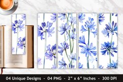 Watercolor Blue Agapanthus Flower Bookmark Product Image 1