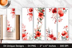 Watercolor Red Floral Border Bookmark Product Image 1