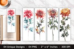 Watercolor Chrysanthemum Flower Bookmark | Bookmark Designs Product Image 1