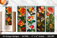 Stained Glass Begonia Flower Bookmark | Bookmark Sublimation Product Image 1
