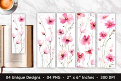 Watercolor Pink Cosmos Flower Bookmark | Bookmark Designs Product Image 1