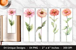 Watercolor Zinnia Flower Bookmark | Bookmark Sublimation Product Image 1