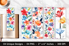Watercolor Colorful Flower Bookmark | Bookmark Sublimation Product Image 1