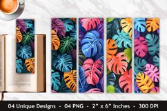 Colorful Monstera Leaves Bookmark | Bookmark Sublimation Product Image 1