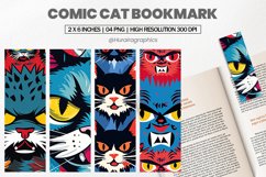 Comic Cat Bookmark PNG, Bookmark Sublimation Product Image 1