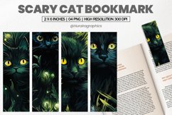 Scary Cat Bookmark PNG, Bookmark Sublimation Product Image 1