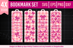 4x Book Lovers Coquette Checkered bows Bookmarks Product Image 1