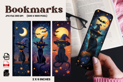 Halloween Bookmark Black Cat Moon Night Design Printable_36 Product Image 1