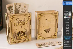 Wooden Bookmark Storage Box Laser Cut | Desk Organizer | CNC Product Image 1