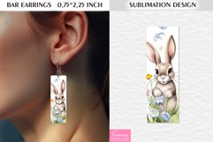 Watercolor Cartoon Bunny|Easter Bar Earrings Sublimation Product Image 1