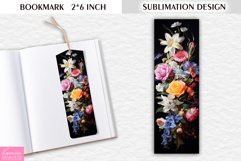 Vintage Rose and Lily Bouquet Bookmark Sublimation Design Product Image 1