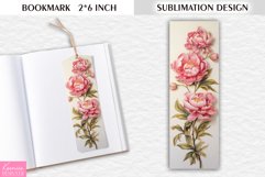 Pink Peony Bookmark Sublimation | Floral Printable Product Image 1