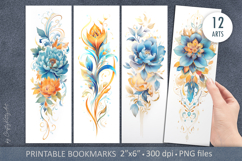 Fantasy abstract flowers. Printable watercolor bookmarks Product Image 1