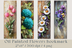 Oil Painted Flowers Bookmark, 4 png Product Image 1