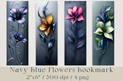 Navy Blue Flowers Bookmark, 4 png Product Image 1