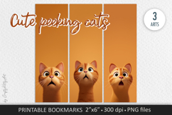 Cute peeking wow ginger cat. Printable pet book bookmarks Product Image 1