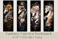 Fantasy Floral Unicorn Bookmark, 4 png Product Image 1