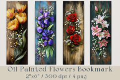 Spring Oil Painted Flowers Bookmark, 4 png Product Image 1